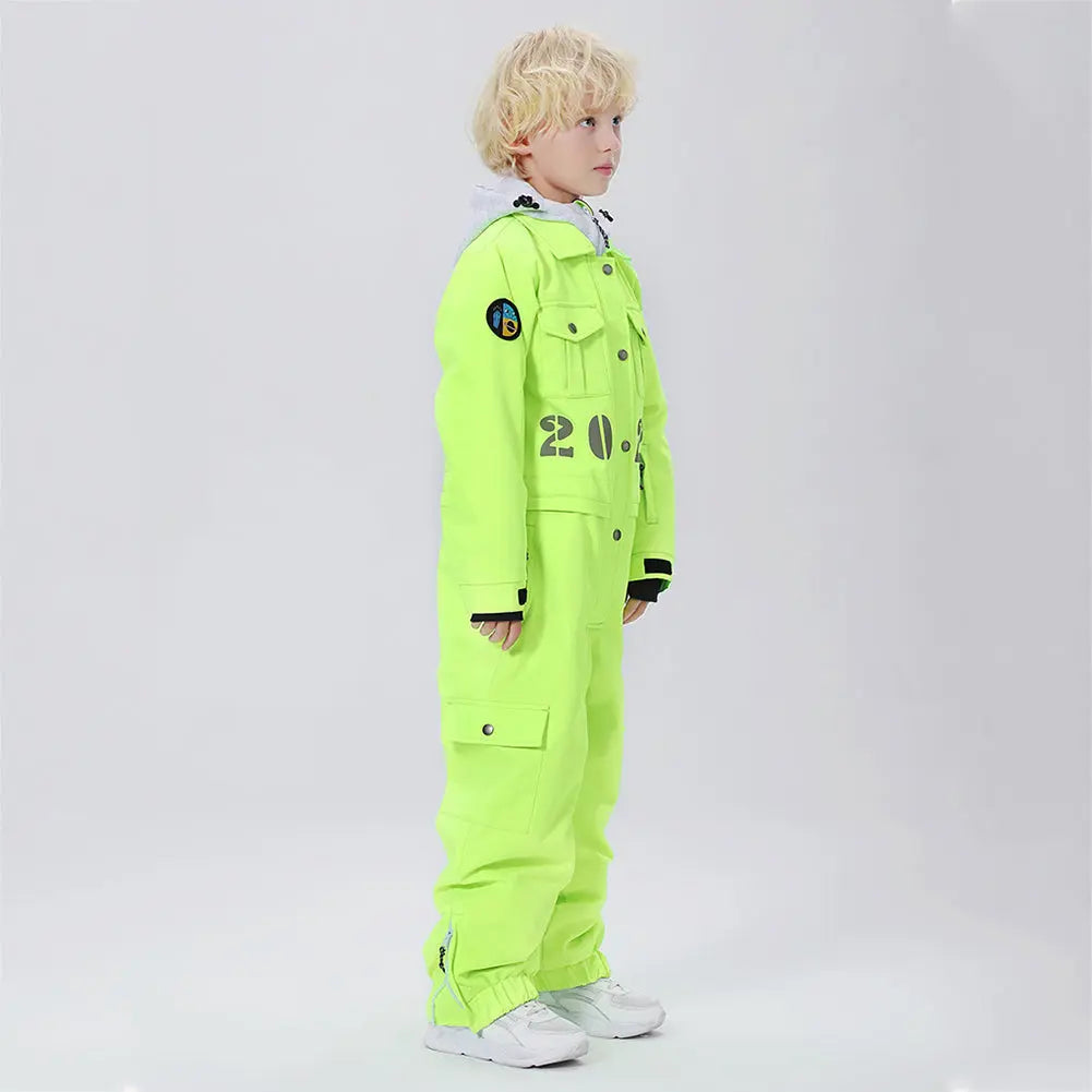Hotian Boy One Piece Snowsuits Breathable Contrast Hooded HOTIAN
