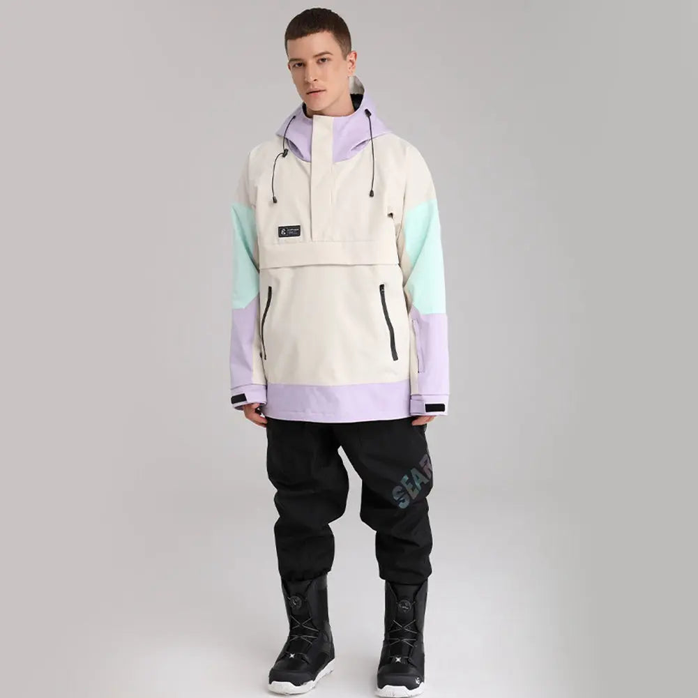 Hotian Colorblock Men Ski Snowboard Anorak Jacket HOTIAN