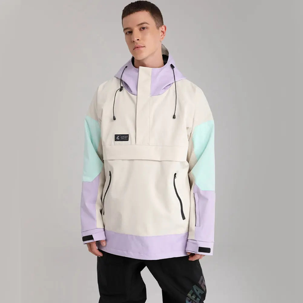 Hotian Colorblock Men Ski Snowboard Anorak Jacket HOTIAN