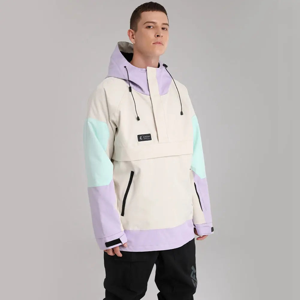 Hotian Colorblock Men Ski Snowboard Anorak Jacket HOTIAN