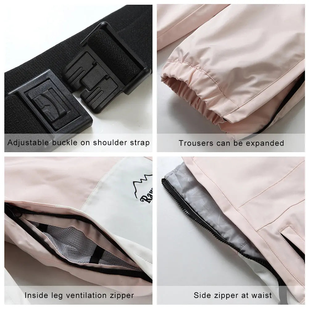 Hotian Colorblock Women Insulated Snow Snowboard Bibs HOTIAN