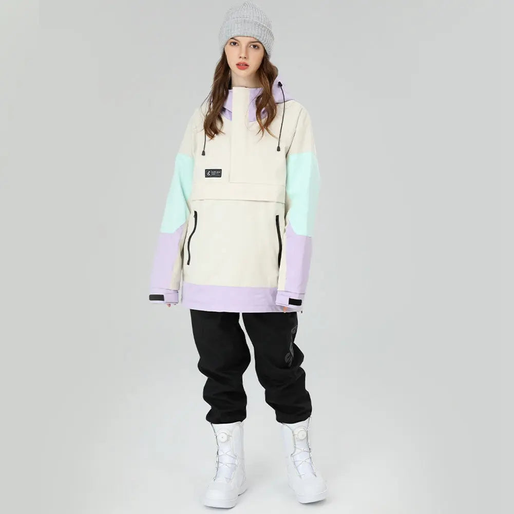 Hotian Colorblock Women Ski Snowboard Anorak Jacket HOTIAN