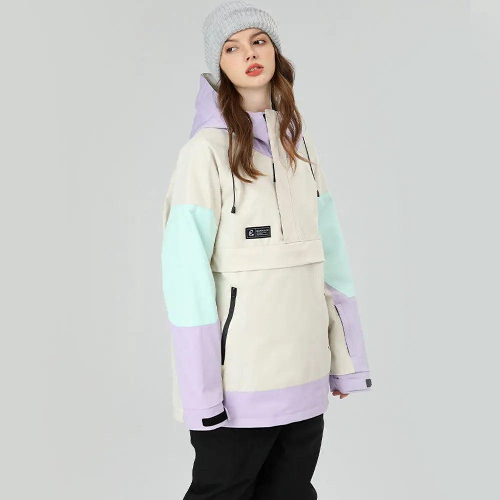 Hotian Colorblock Women Ski Snowboard Anorak Jacket HOTIAN