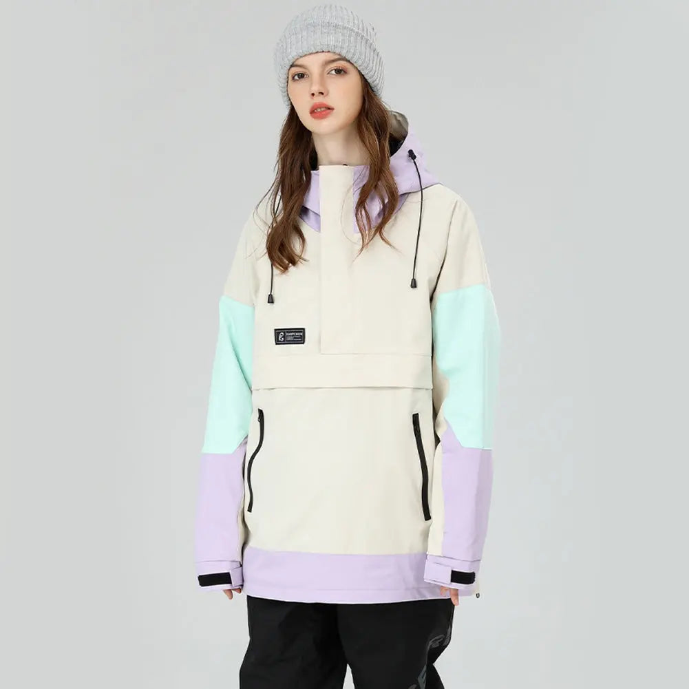 Hotian Colorblock Women Ski Snowboard Anorak Jacket HOTIAN