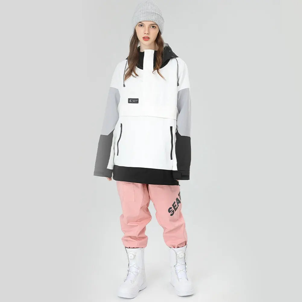 Hotian Colorblock Women Ski Snowboard Anorak Jacket HOTIAN