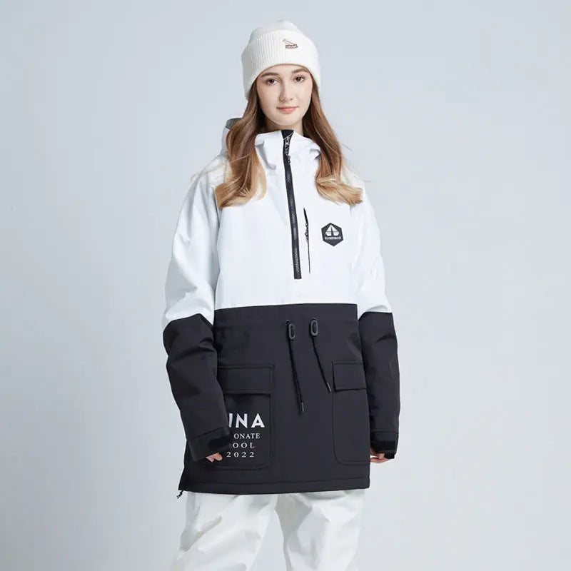 Hotian Colorblock Women Snowboard Anorak Insulated Jacket HOTIAN