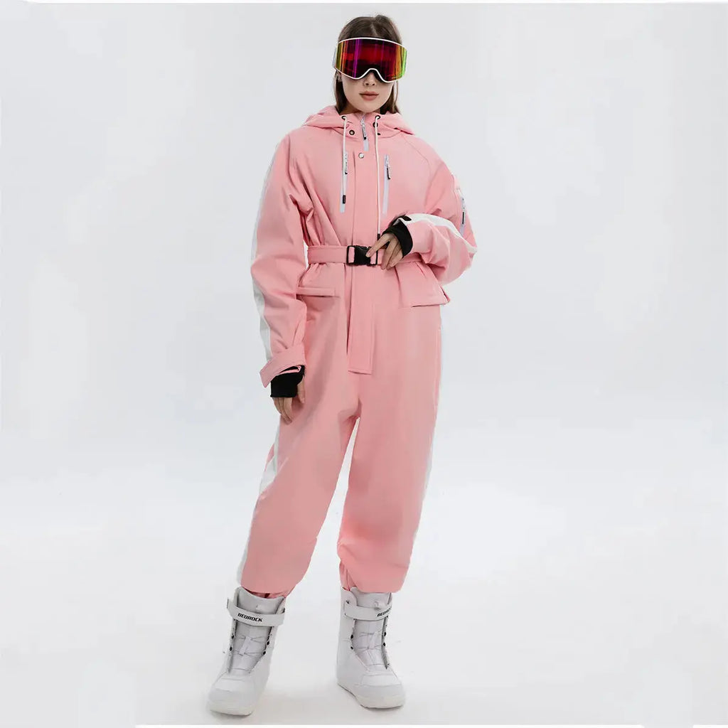 Hotian Colorblock Women Snowboarding One Piece Snow Suits HOTIAN