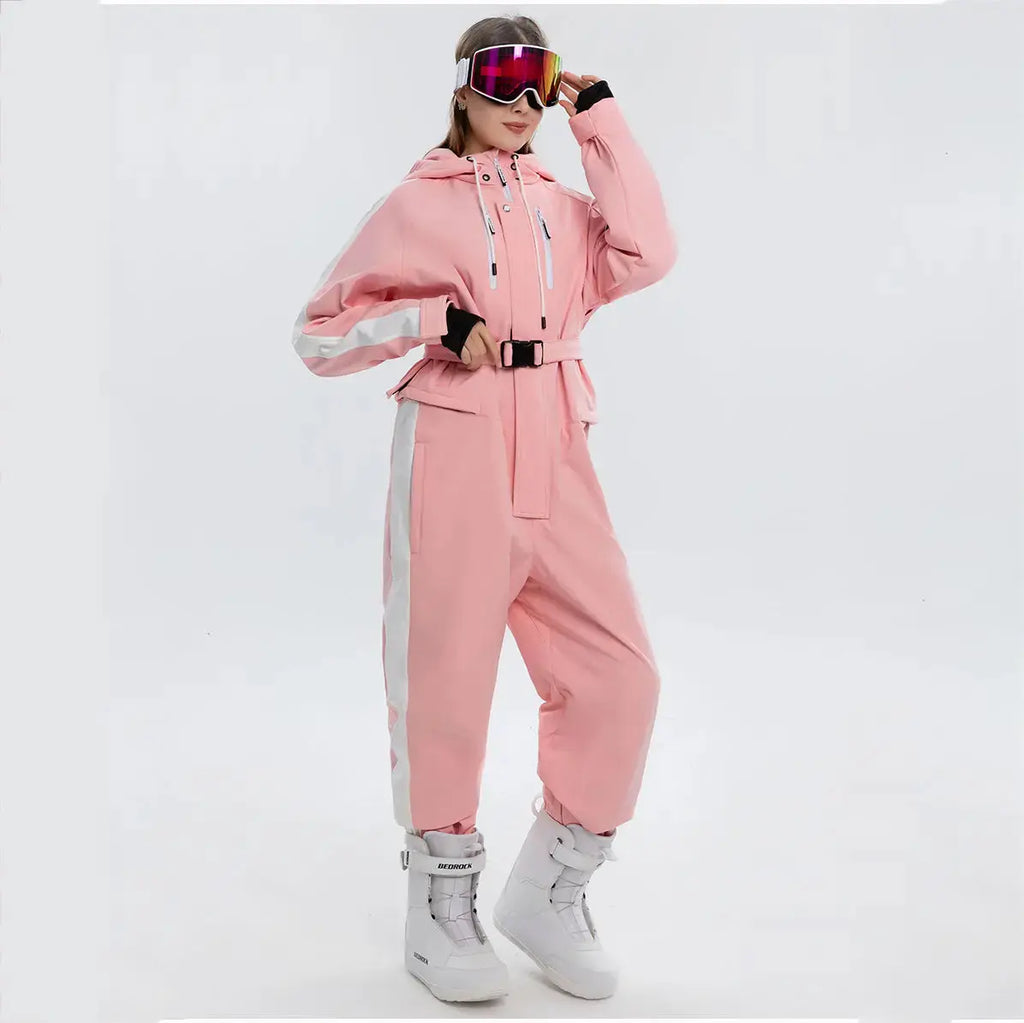 Hotian Colorblock Women Snowboarding One Piece Snow Suits HOTIAN