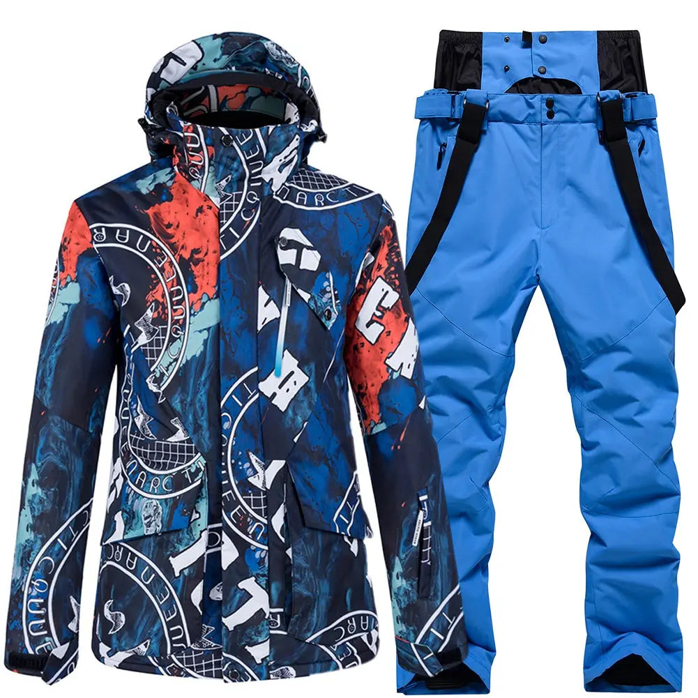 Hotian Detachable Hooded Men Insulated Jacket & Bib Pants HOTIAN