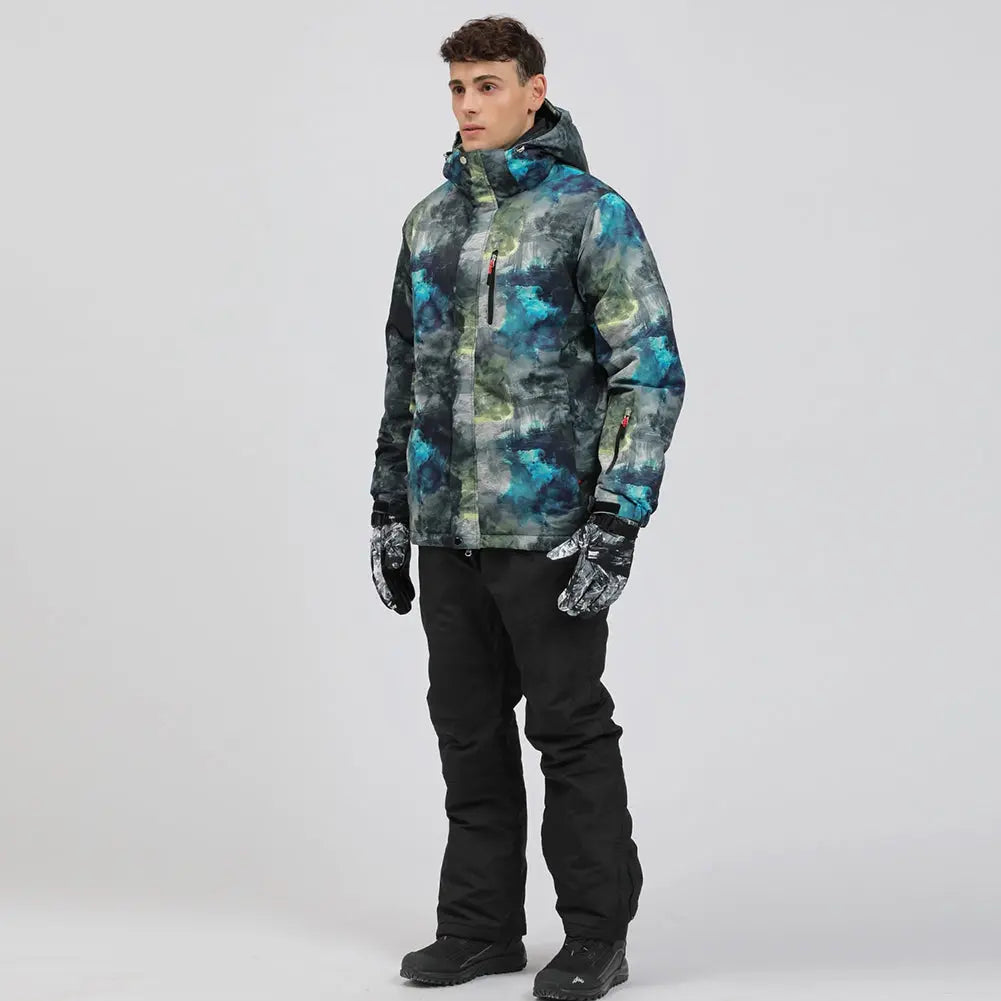 Hotian Detachable Hooded Men Ski Snowboard Jacket & Bib Pants HOTIAN