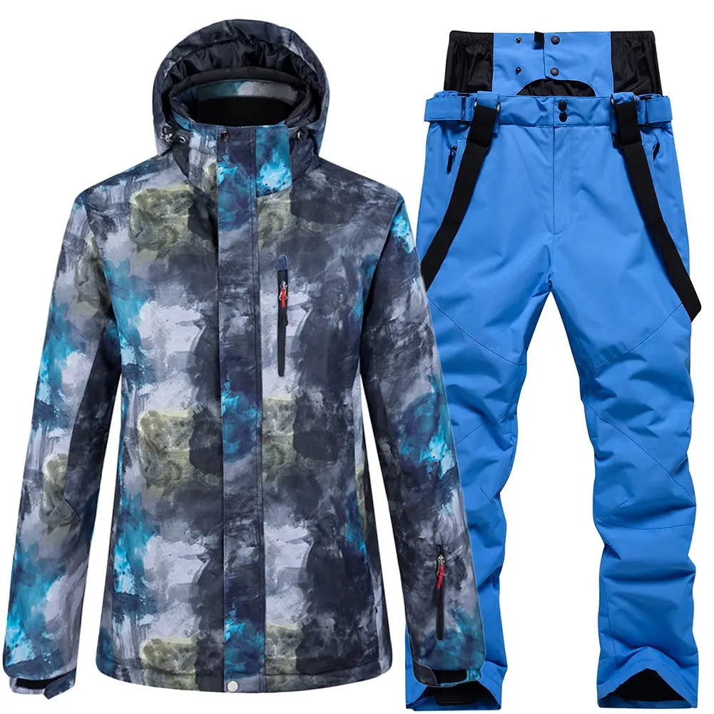 Hotian Detachable Hooded Men Ski Snowboard Jacket & Bib Pants HOTIAN