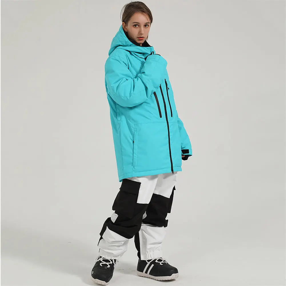 Hotian Double Zip Women Snowboard Ski Insulated Cargo Jacket HOTIAN