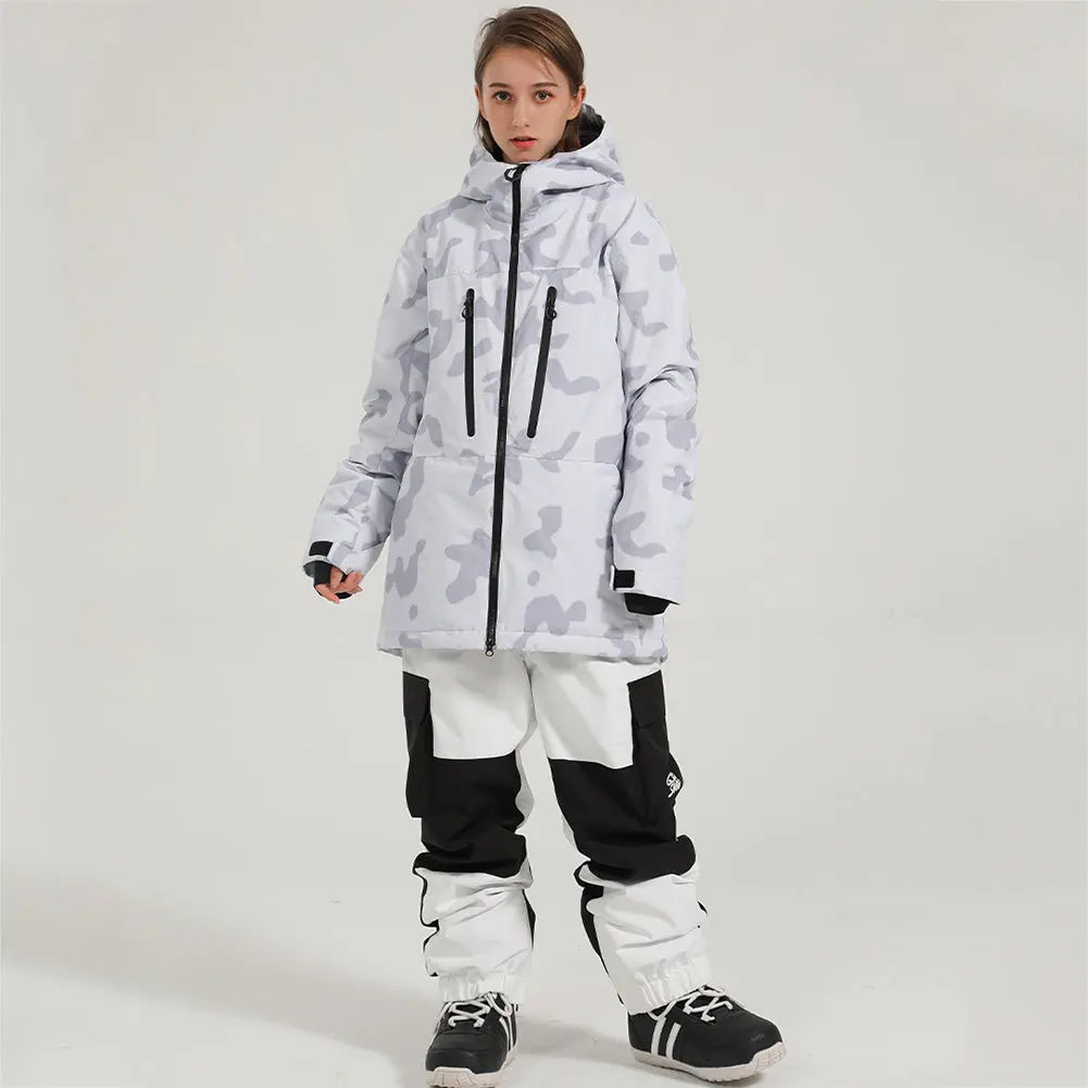 Hotian Double Zip Women Snowboard Ski Insulated Cargo Jacket HOTIAN