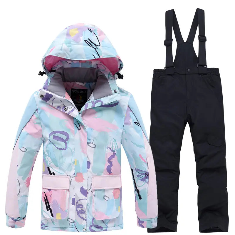 Hotian Girl Snow Coat and Snow Pants Waterproof HOTIAN