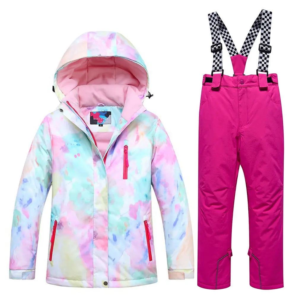 Hotian Girl Snow Jackets & Pants Set Insulated Suits HOTIAN