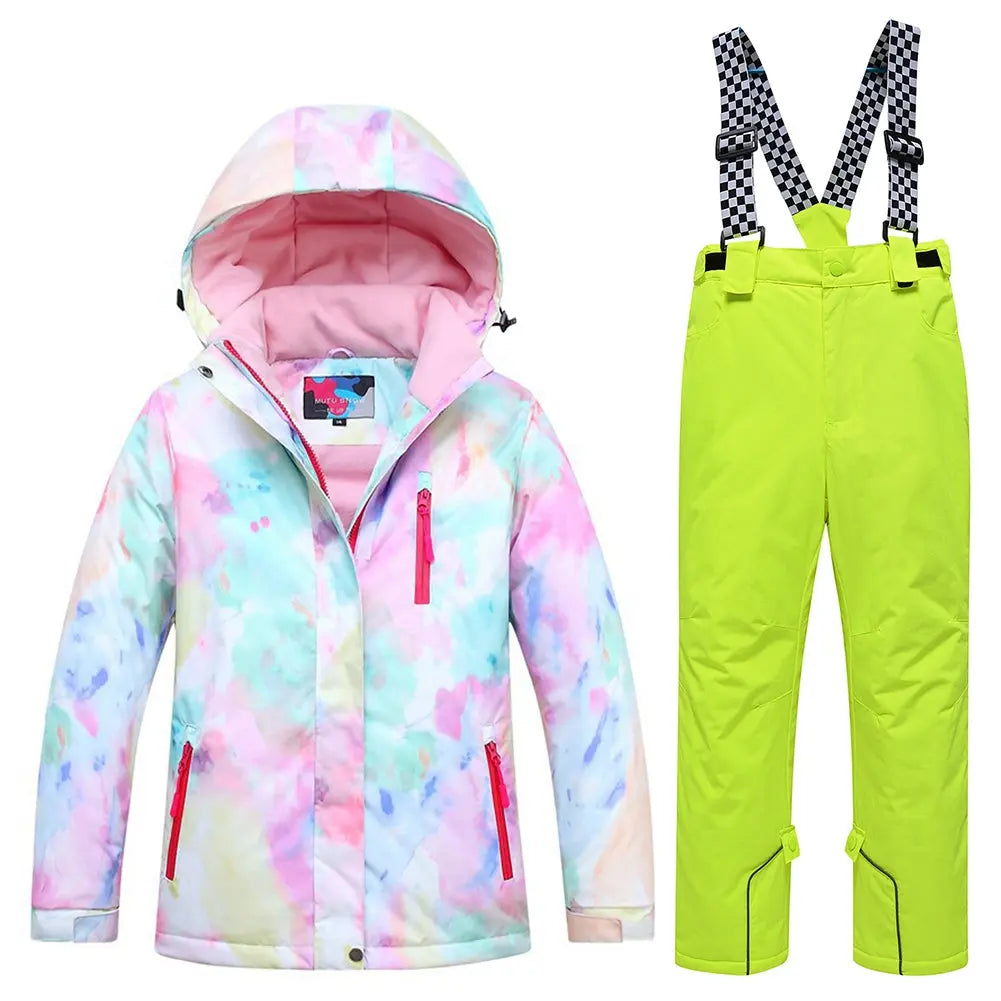Hotian Girl Snow Jackets & Pants Set Insulated Suits HOTIAN