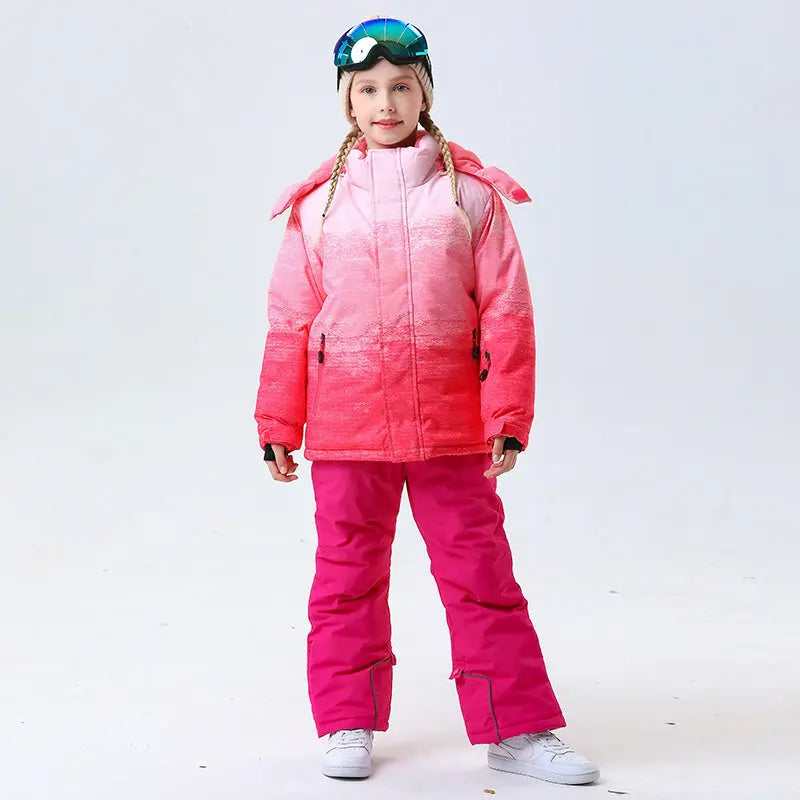 Hotian Girl Snow Jackets & Snow Pants Set Waterproof HOTIAN