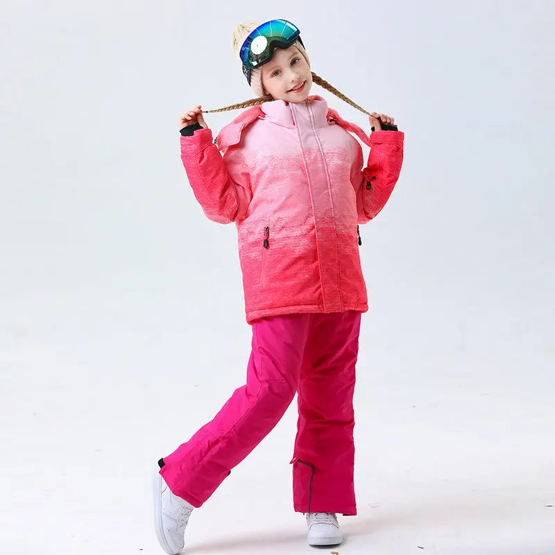 Hotian Girl Snow Jackets & Snow Pants Set Waterproof HOTIAN