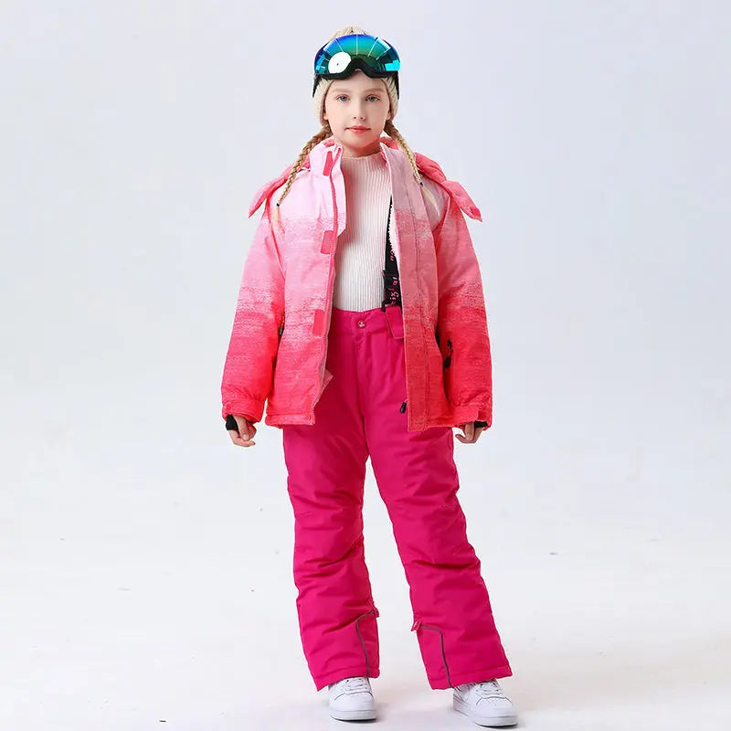 Hotian Girl Snow Jackets & Snow Pants Set Waterproof HOTIAN
