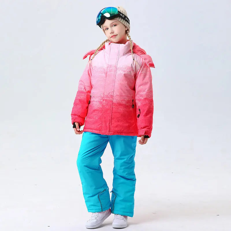 Hotian Girl Snow Jackets & Snow Pants Set Waterproof HOTIAN