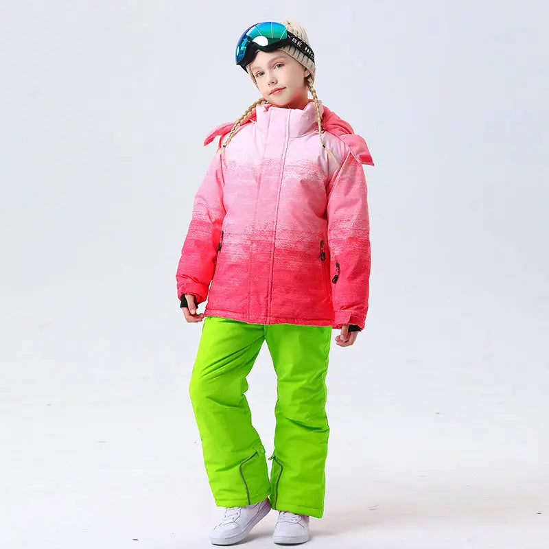 Hotian Girl Snow Jackets & Snow Pants Set Waterproof HOTIAN