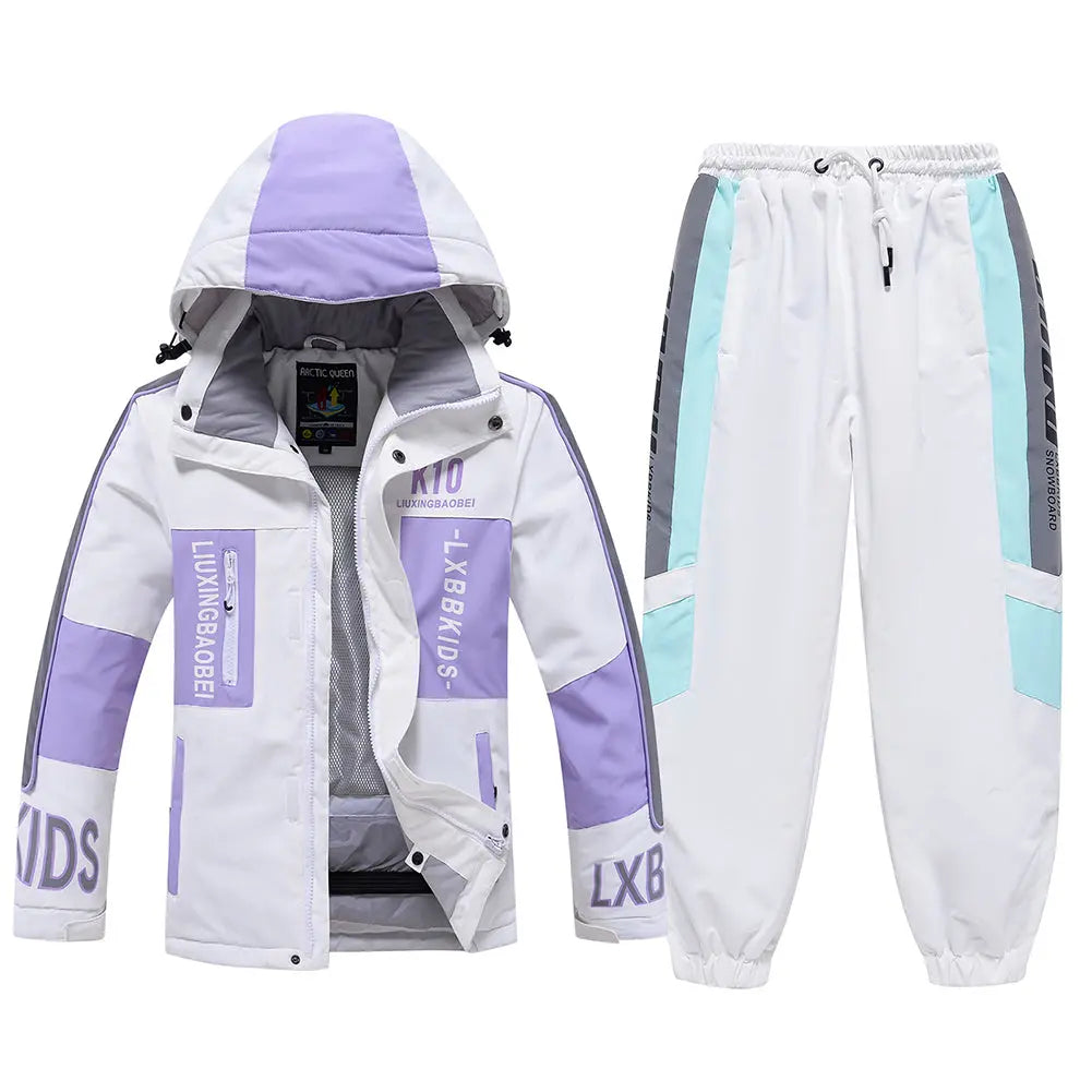 Hotian Kids Hooded Skiing Snowboarding Set Windproof HOTIAN