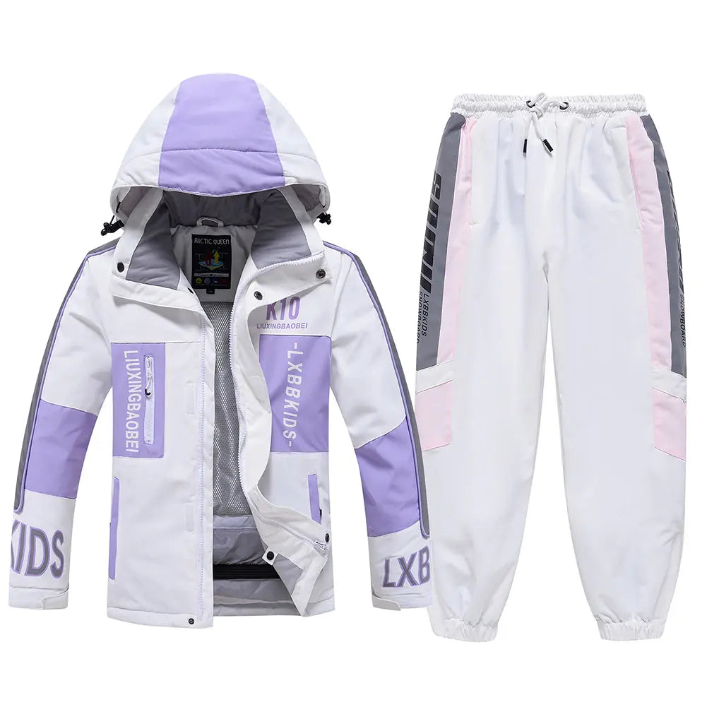Hotian Kids Hooded Skiing Snowboarding Set Windproof HOTIAN