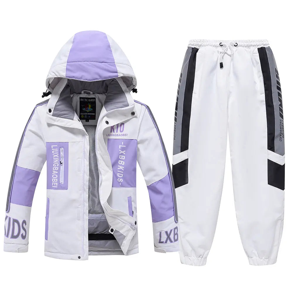 Hotian Kids Hooded Skiing Snowboarding Set Windproof HOTIAN