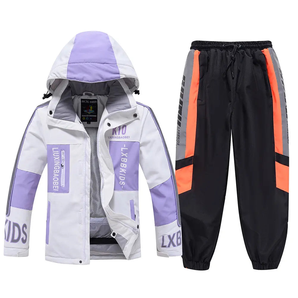 Hotian Kids Hooded Skiing Snowboarding Set Windproof HOTIAN