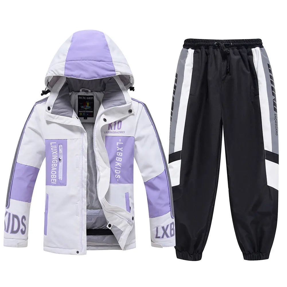 Hotian Kids Hooded Skiing Snowboarding Set Windproof HOTIAN