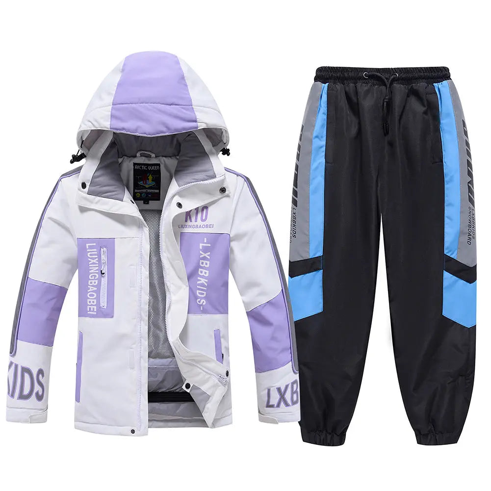 Hotian Kids Hooded Skiing Snowboarding Set Windproof HOTIAN