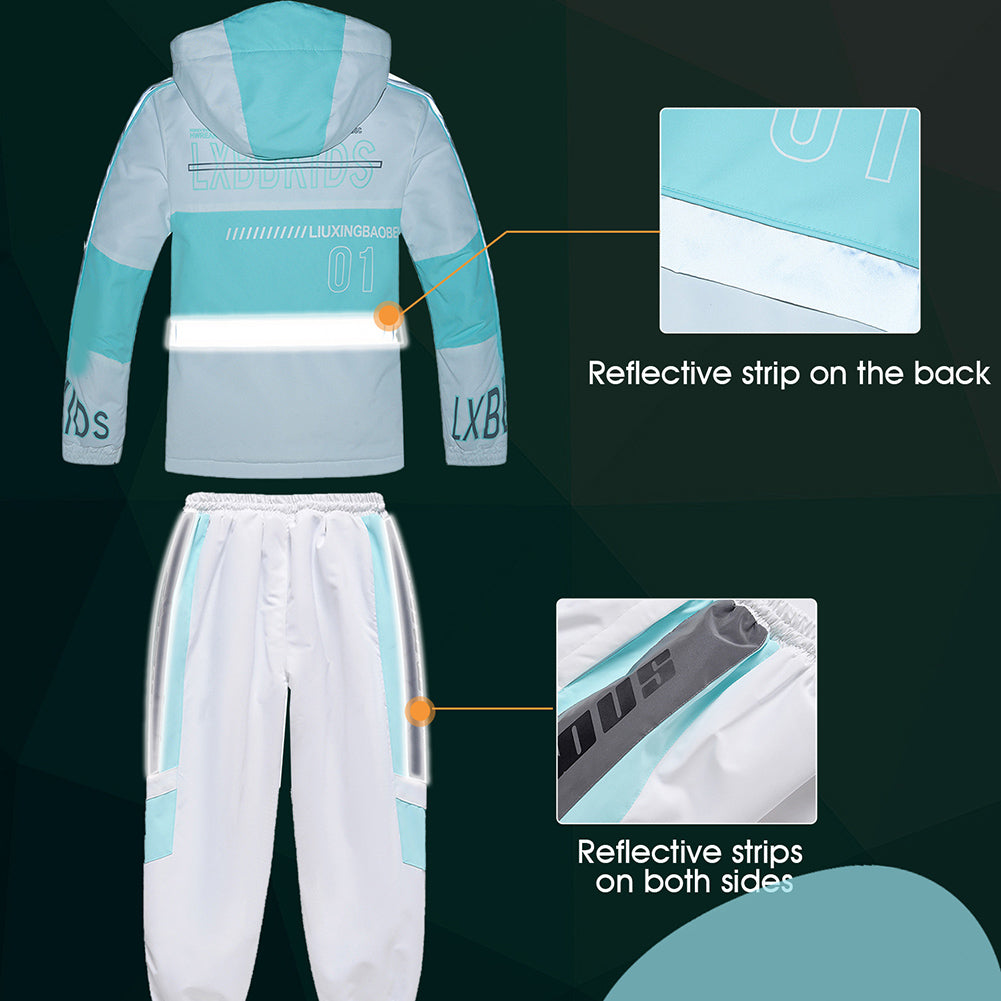 Hotian Kids Hooded Skiing Snowboarding Set Windproof HOTIAN