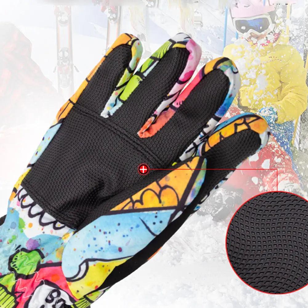 Hotian Kids Ski Snowboard Gloves Waterproof Anti-slip HOTIAN