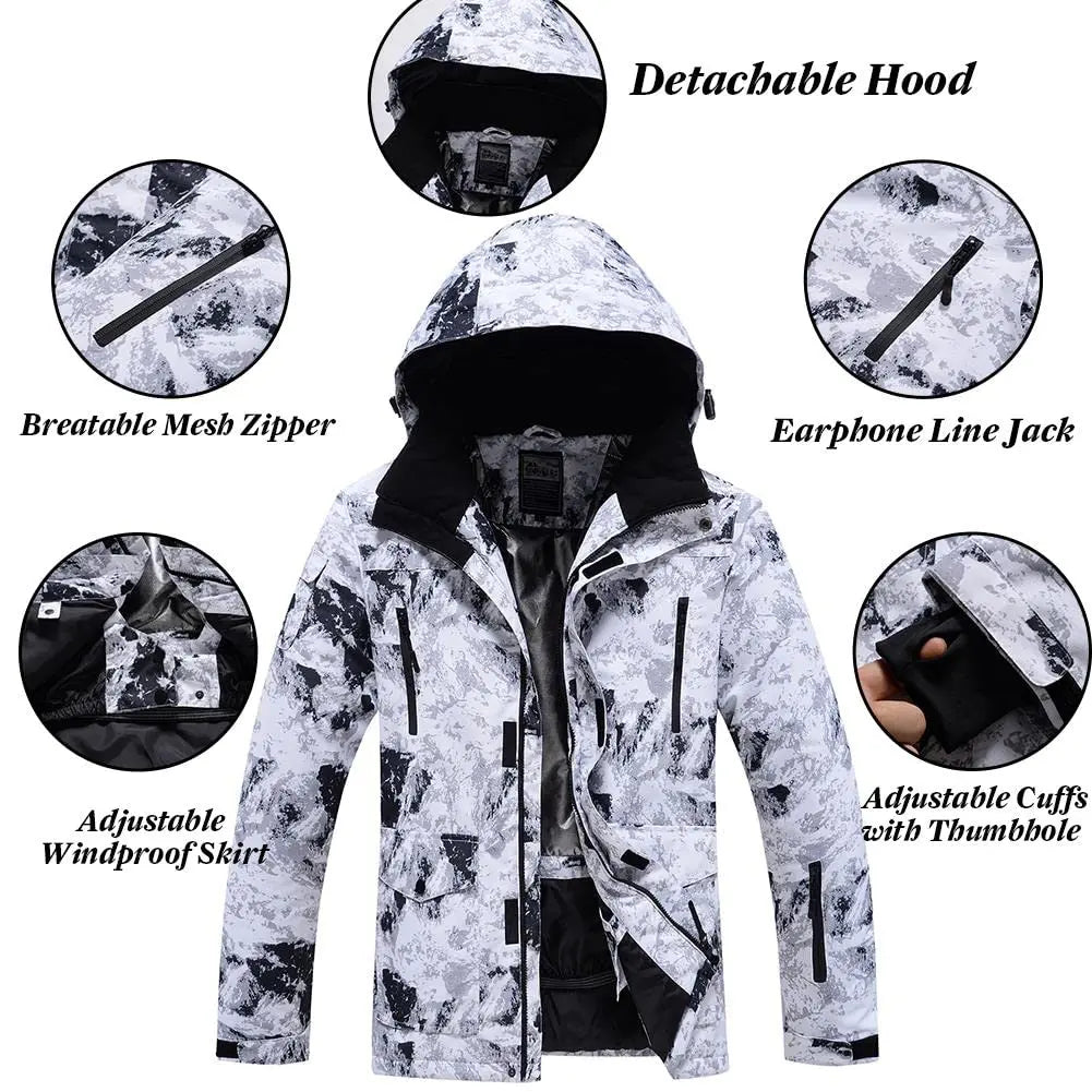 Hotian Men Insulated Skiing Shell Jacket Hooded HOTIAN