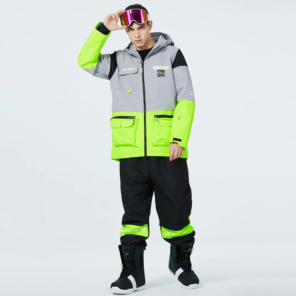 Hotian Men Ski Insulated Cargo Jacket Waterproof