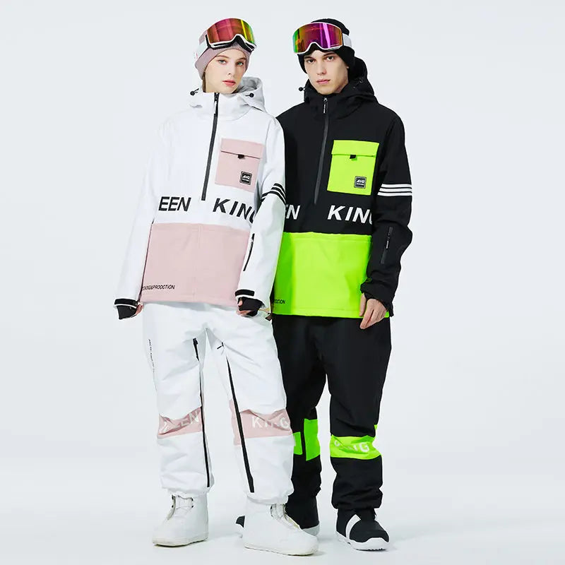 Hotian Men Ski Set Insulated Anorak Jacket & Jogger Pants HOTIAN