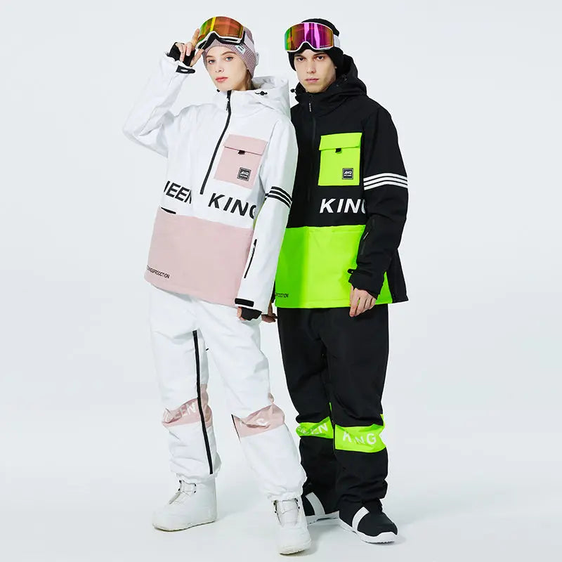 Hotian Men Ski Set Insulated Anorak Jacket & Jogger Pants HOTIAN