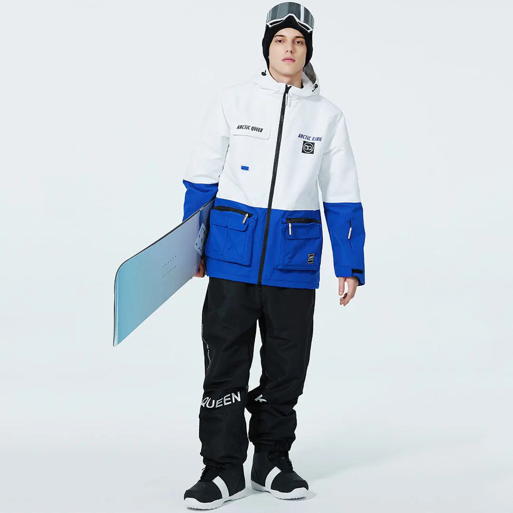 Hotian Men Ski Set Insulated Cargo Jacket & Jogger Pants HOTIAN