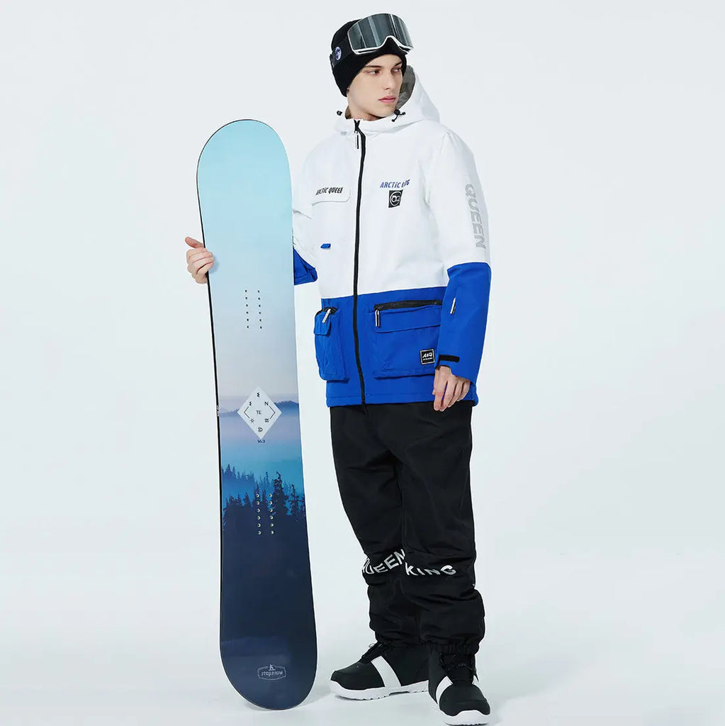 Hotian Men Ski Set Insulated Cargo Jacket & Jogger Pants HOTIAN