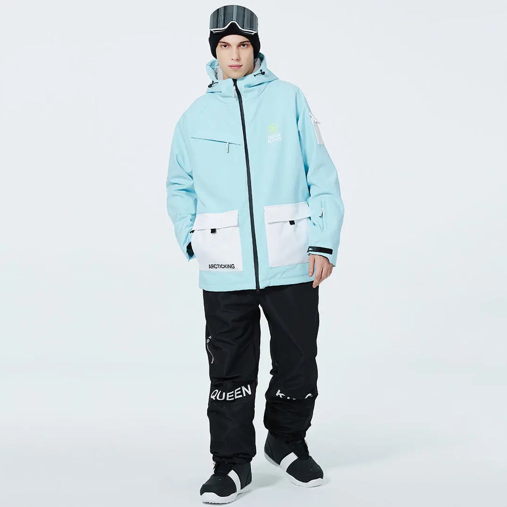 Hotian Men Ski Set Insulated Cargo Jacket & Jogger Pants