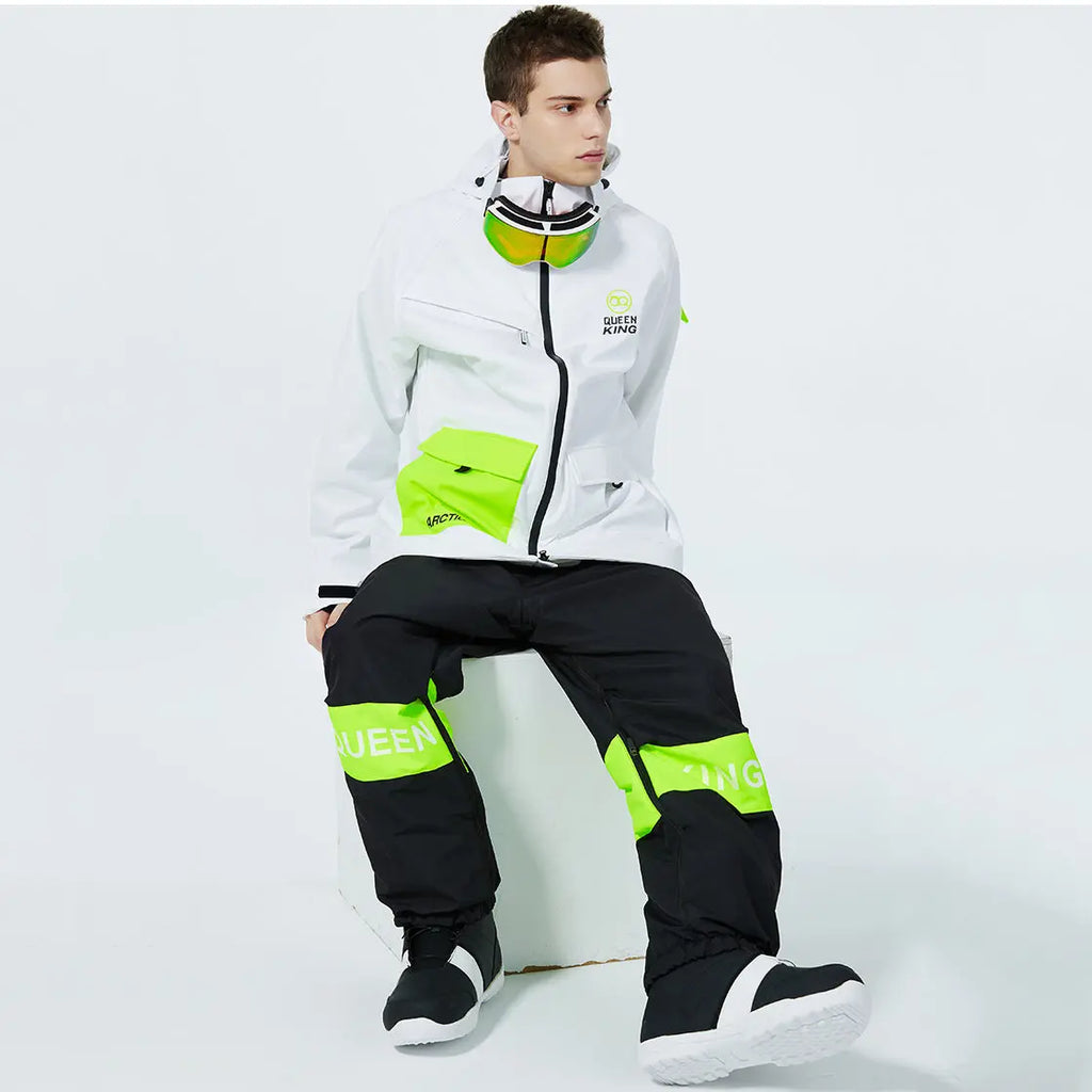 Hotian Men Ski Set Insulated Cargo Jacket & Jogger Pants