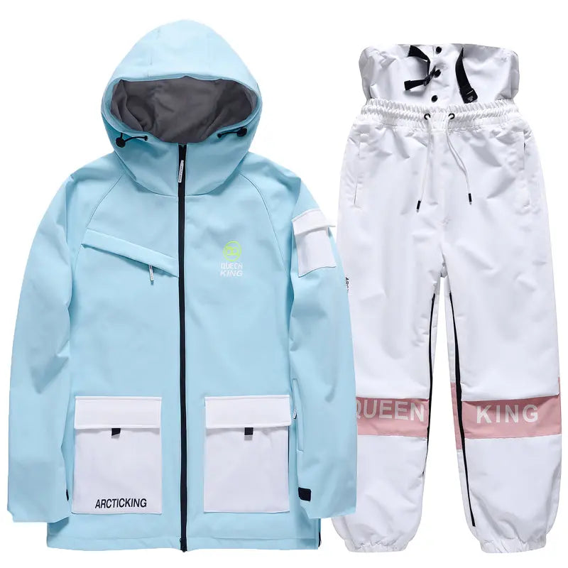 Hotian Men Ski Set Insulated Cargo Jacket & Jogger Pants HOTIAN