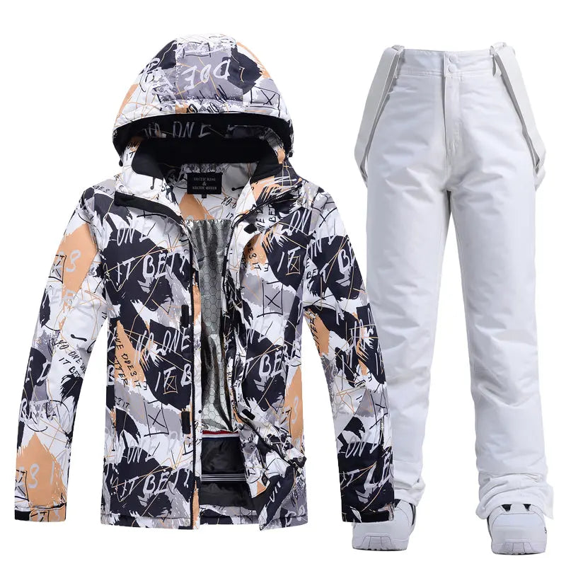 Hotian Men Ski Set Insulated Jacket & Bib Pants Waterproof HOTIAN