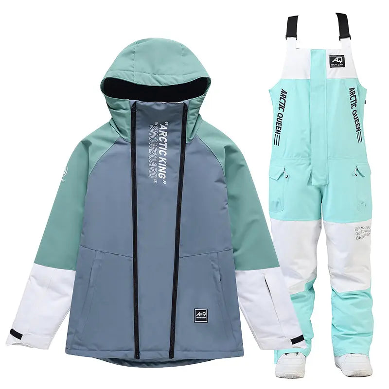 Hotian Men Snowboard Suits Cargo Jacket & Bibs Pants 