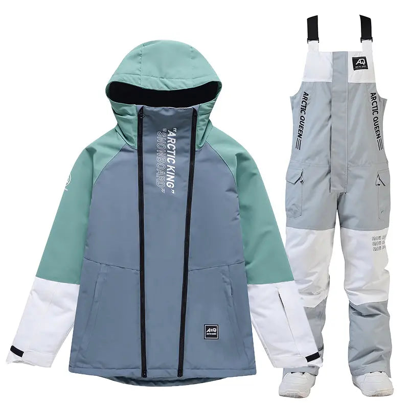 Hotian Men Snowboard Suits Cargo Jacket & Bibs Pants 