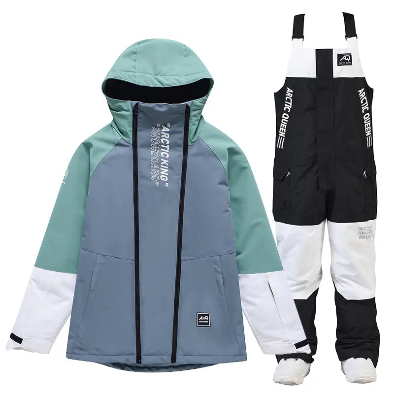 Hotian Men Snowboard Suits Cargo Jacket & Bibs Pants