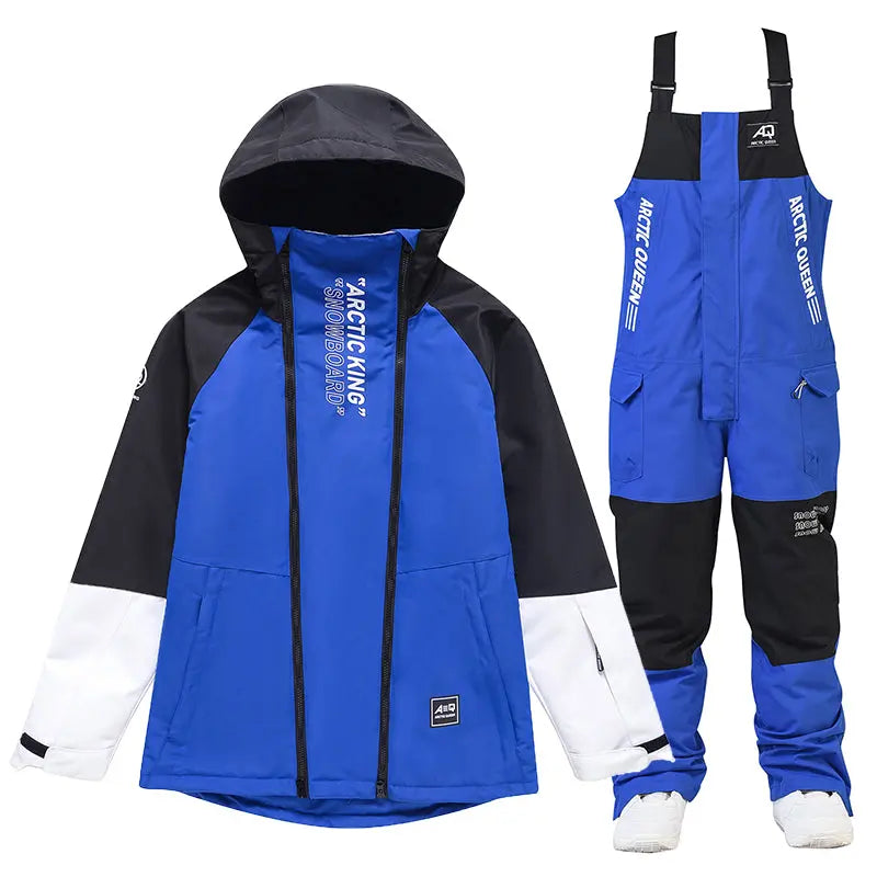 Hotian Men Snowboard Suits Cargo Jacket & Bibs Pants 