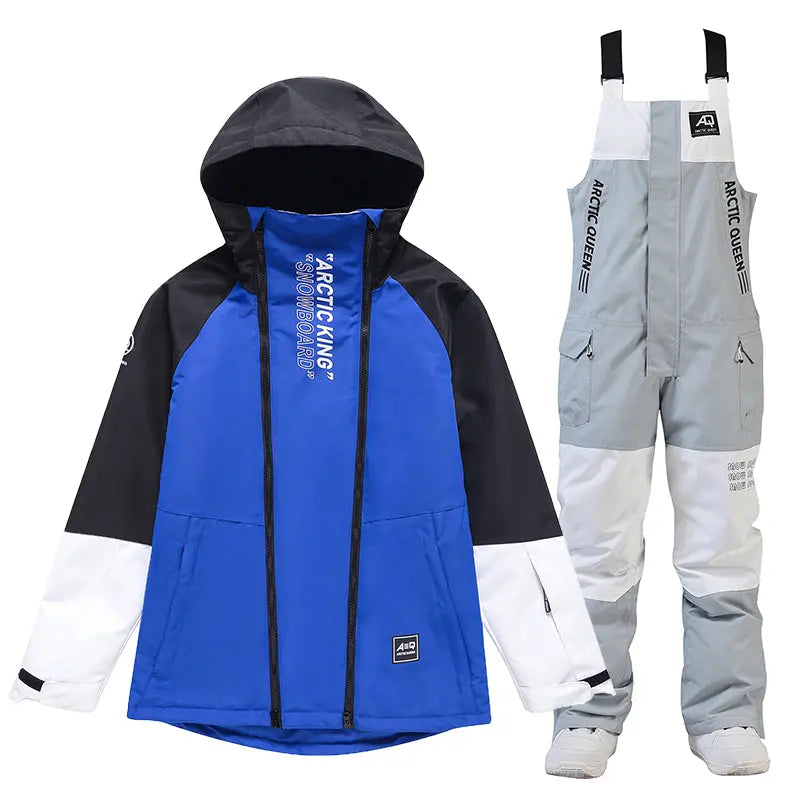 Hotian Men Snowboard Suits Cargo Jacket & Bibs Pants 