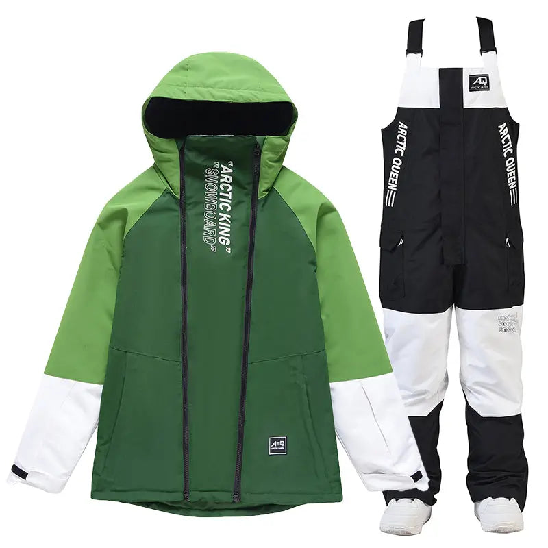 Couple Style Ski Snowboard Suits Cargo Jacket Bibs Pants Set