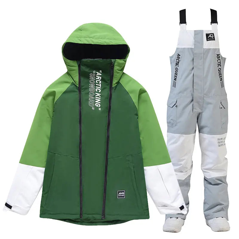 Hotian Men Snowboard Suits Cargo Jacket & Bibs Pants